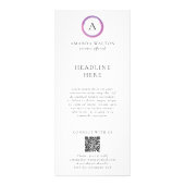 Pink and Purple Monogram QR Code Modern Business ラックカード (正面)