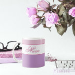 Pink and purple nurse コーヒーマグカップ<br><div class="desc">A good nurse works hard,  and often comes home to care for the family too!! Show your appreciation - they will be so glad you did! This mug has “Nurse” on the front with pink and purple colors. Enter their name on the back for a pretty and practical gift!</div>