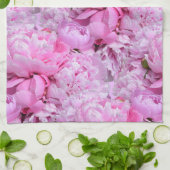 Pink and Purple Peonies キッチンタオル (折り畳み)