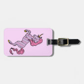Pink and Purple Pinstripe Unicorn ラゲッジタグ (正面横)