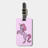 Pink and Purple Pinstripe Unicorn ラゲッジタグ (正面縦)