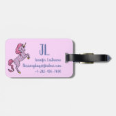 Pink and Purple Pinstripe Unicorn ラゲッジタグ (裏面横)