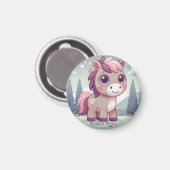 Pink and Purple Pony in Forest マグネット (正面/裏面)