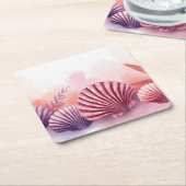 Pink And Purple Seashells  スクエアペーパーコースター (アングル)
