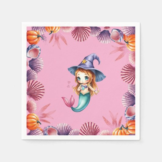 Pink And Purple Seashells  スタンダードカクテルナプキン (正面)