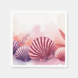 Pink And Purple Seashells  スタンダードカクテルナプキン
