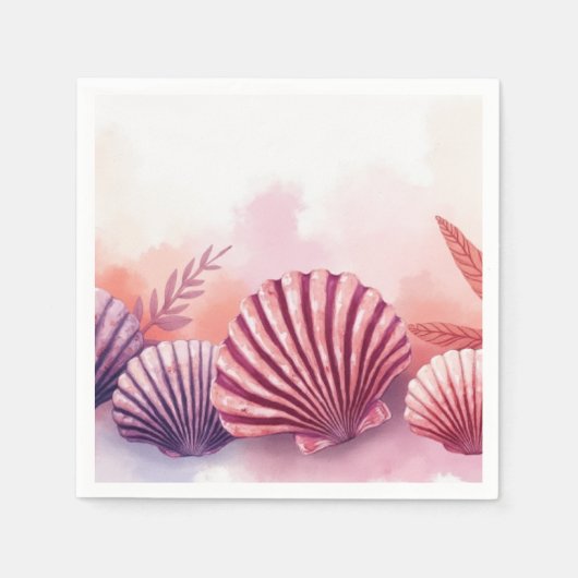 Pink And Purple Seashells  スタンダードカクテルナプキン (正面)