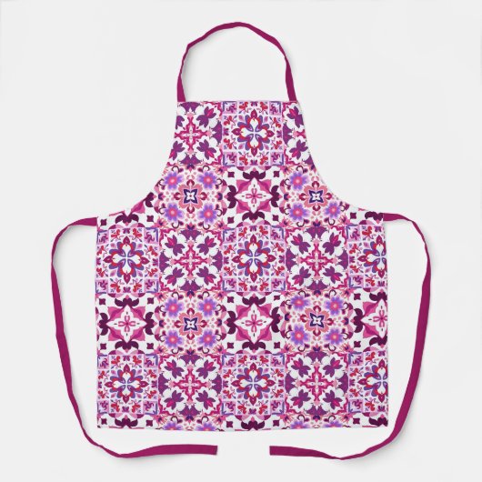 Pink and Purple Spanish Tiles エプロン (正面)