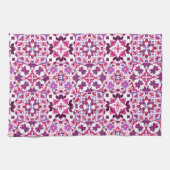 Pink and Purple Spanish Tiles キッチンタオル (横)