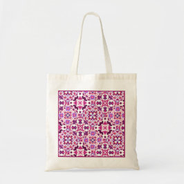 Pink and Purple Spanish Tiles with Initials トートバッグ