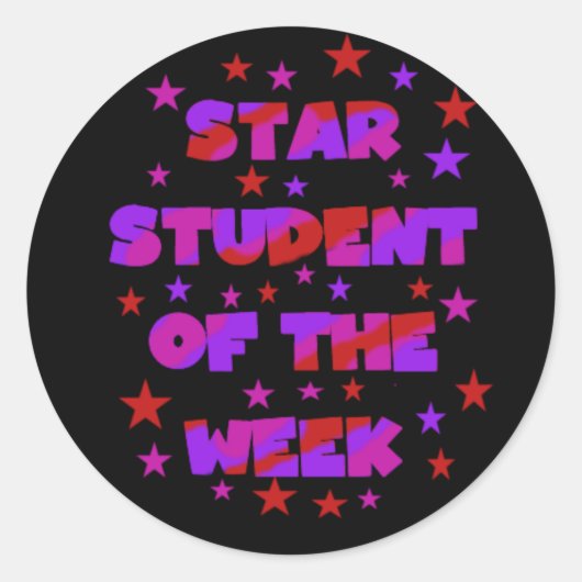 Pink and Purple Star Student of Weekスタンプ ラウンドシール (正面)