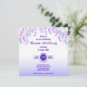 Pink and Purple Stars and Streamers Birthday 招待状 (スタンド正面)