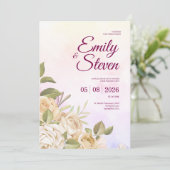 Pink and Purple Watercolor Elegance Wedding 招待状 (スタンド正面)