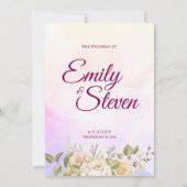 Pink and Purple Watercolor Elegance Wedding 招待状 (裏面)