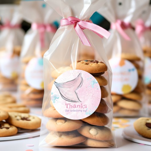 Pink and purple watercolor mermaid tail  ラウンドシール