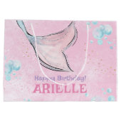 Pink and purple watercolor mermaid tail favors ラージペーパーバッグ (裏面)
