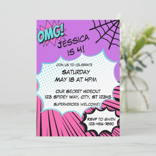 Pink and Purple Web Comic Birthday  招待状 (スタンド正面)