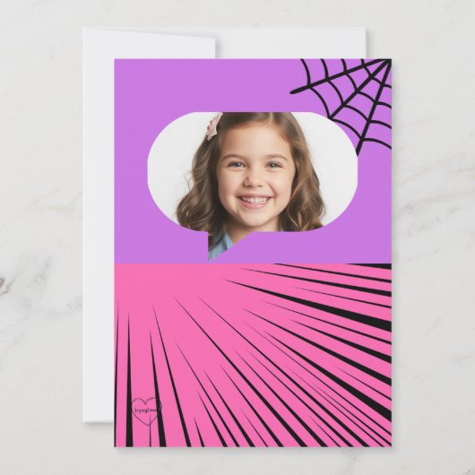 Pink and Purple Web Comic Birthday  招待状 (裏面)
