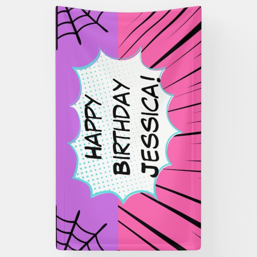 Pink and Purple Web Comic Birthday  横断幕 (縦)