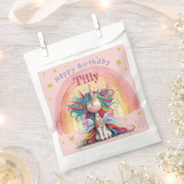 Pink and Rainbow Unicorn Girls Birthday フェイバーバッグ