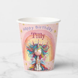 Pink and Rainbow Unicorn Girls Birthday 紙コップ