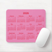 Pink and Red 2026 Calendar マウスパッド (マウス)