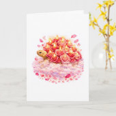 Pink and red Birthday Roses Sulcata turtle cloud カード (黄色い花)
