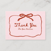 Pink and Red Bow Thank You for Your Order 名刺 (正面)
