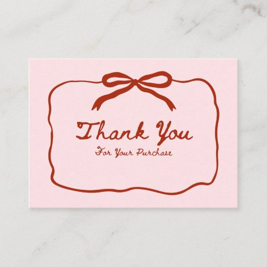 Pink and Red Bow Thank You for Your Order 名刺 (正面)