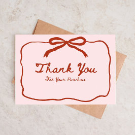 Pink and Red Bow Thank You for Your Order 名刺