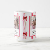 Pink and Red Bows Christmas Photo Mug コーヒーマグカップ (中央)