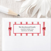 Pink and Red Bows Christmas Return Address Label ラベル (インサイチュ)