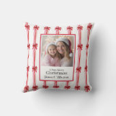 Pink and Red Bows Photo Christmas クッション (裏面)