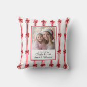 Pink and Red Bows Photo Christmas クッション (正面)