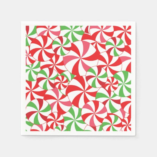Pink and Red Candy Cane Pattern Paper Napkins スタンダードカクテルナプキン (正面)