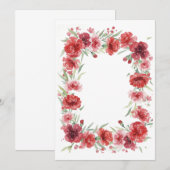 Pink and Red Carnation Frame 招待状 (正面/裏面)