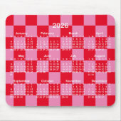 Pink and Red Checkerboard 2026 Calendar マウスパッド (正面)