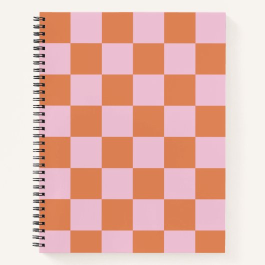 Pink and Red Checkered Spiral Notebook ノートブック (正面)