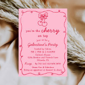Pink and Red Cherry On Top Galentines Dinner Party 招待状