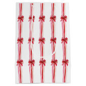 Pink and Red Christmas Bows ミディアムペーパーバッグ (裏面)