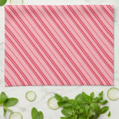 Pink and Red Christmas Candy Cane Stripes  キッチンタオル (折り畳み)