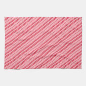 Pink and Red Christmas Candy Cane Stripes  キッチンタオル (横)