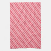 Pink and Red Christmas Candy Cane Stripes  キッチンタオル (縦)