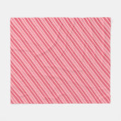 Pink and Red Christmas Candy Cane Stripes  フリースブランケット (正面(横))