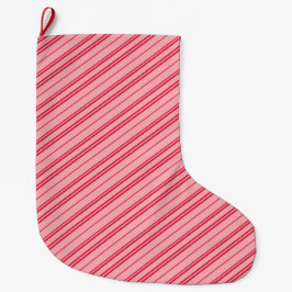 Pink and Red Christmas Candy Cane Stripes  ラージクリスマスストッキング