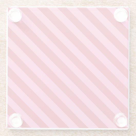 Pink and Red Christmas Peppermint Stripes  ガラスコースター (裏面)