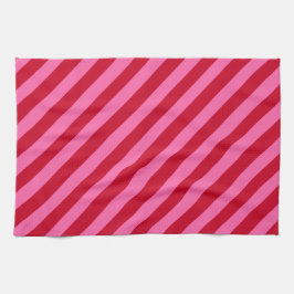 Pink and Red Christmas Peppermint Stripes  キッチンタオル