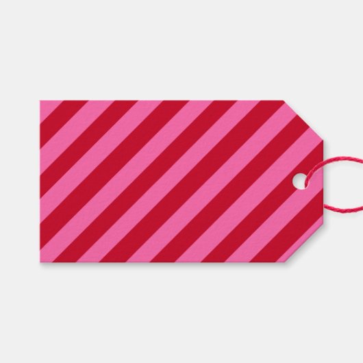 Pink and Red Christmas Peppermint Stripes  ギフトタグ (正面(横))
