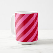 Pink and Red Christmas Peppermint Stripes  コーヒーマグカップ (正面左)