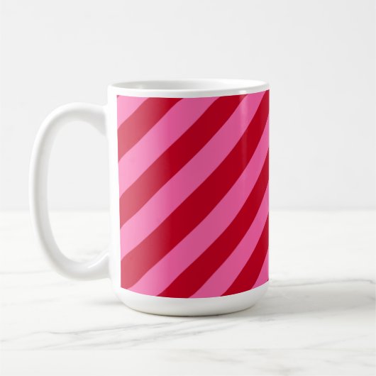 Pink and Red Christmas Peppermint Stripes  コーヒーマグカップ (左)